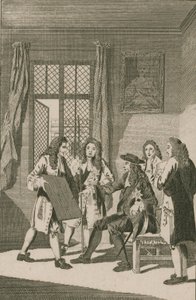 Sir Christopher Wren presenting to King Charles II his plan for rebuilding the City of London by English School
