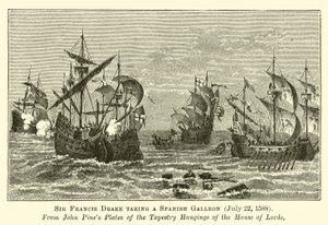 Sir Francis Drake Taking a Spanish Galleon, 22 July 1588 by English School