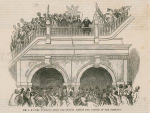 Sir Isambard Brunel Retiring from the Tunnel Amidst the Cheers of the Company by English School