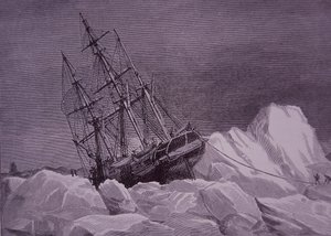 Sir John Franklin, expedition of 1845 to find Northwest Passage, ship Terror stuck in ice by English School