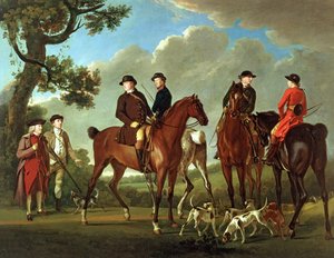 Sir Thomas Gascoigne and Sir Walter Vavasour with the Priest, the Vicar and Hunt Servants by English School