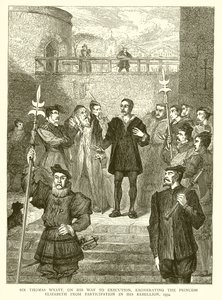 Sir Thomas Wyatt, on his Way to Execution, exonerating the Princess Elizabeth from Participation in his Rebellion, 1554 by English School