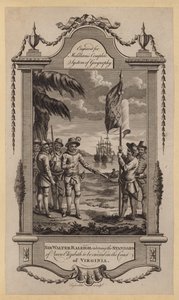 Sir Walter Raleigh ordering the Standard of Queen Elizabeth to be erected on the Coast of Virginia by English School