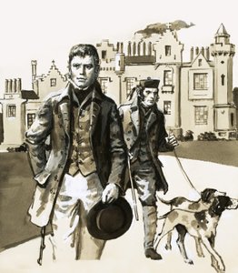 Sir Walter Scott Walking with Tom Purdie by English School