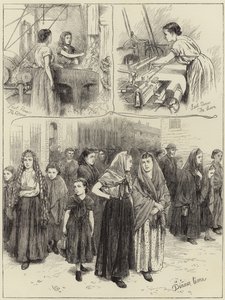 Sketches at a Manchester cotton factory