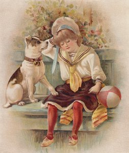Sleeping Girl and Her Dog