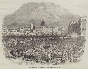 Smithfield Cattle Market, at Christmas by English School
