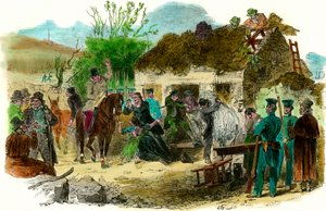 Social Conditions in Ireland in 1848: Expulsion of Peasants (illustration) by English School