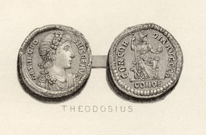 Solidus coin from the time of Theodosius the Great by English School