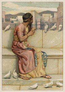 Solomon watching the building of the Temple