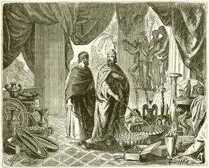 Solon in the Treasury of Croesus by English School