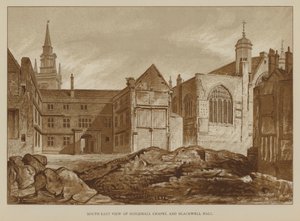 South east view of Guildhall Chapel and Blackwell Hall, City of London by English School