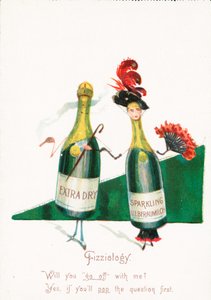 Sparkling Wine, Probably Christmas Card by English School