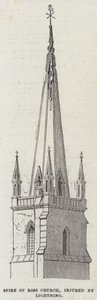 Spire of Ross Church, injured by Lightning by English School