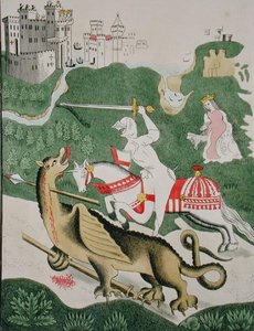 St. George with the Dragon, from the Chapel of the Trinity at Stratford Upon Avon, Warwickshire by English School