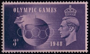 Stamp commemorating the 1948 London Olympics by English School