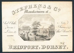 Stephens & Co, Manufacturers of Sail-Cloth, Nets, Twine, Lines and Shoe Thread, Trade Card by English School