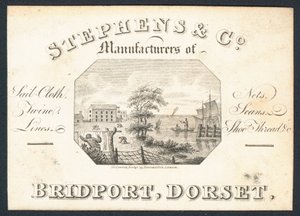 Stephens & Co, Manufacturers of Sail-Cloth, Nets, Twine, Lines and Shoe Thread, Trade Card by English School