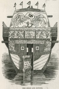 Stern and rudder of the Chinese Junk brought to London as a tourist attraction by English School