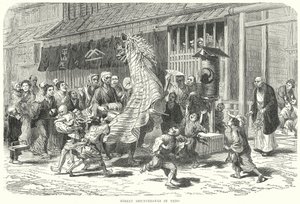 Street Mountebanks in Yedo (engraving) by English School