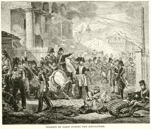 Streets of Paris during the Revolution by English School