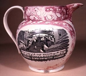 Sunderland Ware jug, transfer-printed, early 19th century