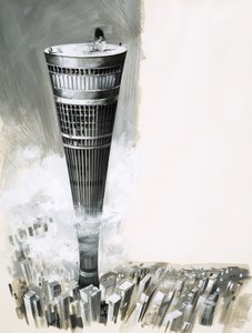 Super Cities in the Sky. Futuristic skyscraper by English School