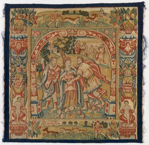 Tapestry Panel Depicting The Queen of Sheba Meeting Solomon, Made in Sheldon, England by English School