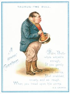 Taurus The Bull, Christmas Card by English School