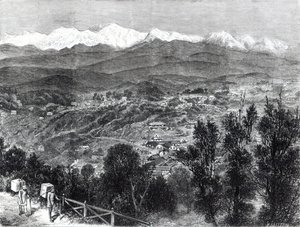 Tea Cultivation in British India - View of Darjeeling from the South, 1876