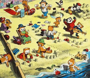 Teddy Bears on the beach by English School