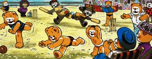 Teddy Bears Playing Cricket on the Beach
