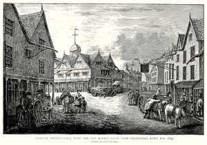 Tetbury Market-Place, with the Old Market-House (Now Destroyed), Built AD 1655 by English School
