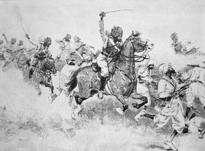 The 9th Bengal Cavalry Charge the Beloochees, Battle of Meanee by English School