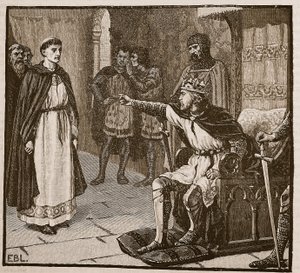 The Abbot of Arbroath before King Edward I by English School