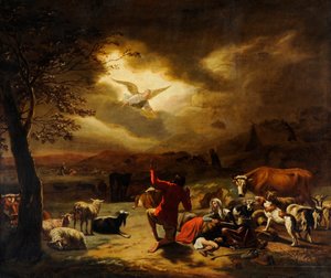 The Angel Appearing to the Shepherds by English School