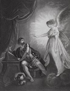 The Angel appearing to Cornelius, Acts, Ch 10, v 4 by English School