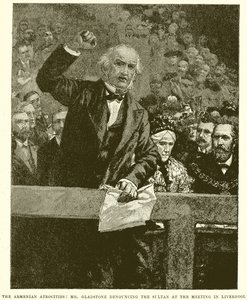 The Armenian Atrocities: Mr. Gladstone Denouncing the Sultan at the Meeting in Liverpool