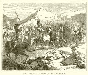 The Army of the Athenians on the March by English School