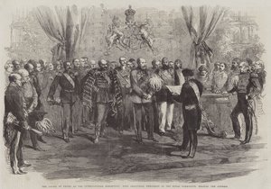 The Award of Prizes at the International Exhibition, Earl Granville, President of the Royal Commission, reading the Address by English School