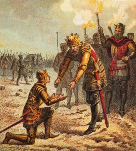 The Black Prince at Crecy by English School