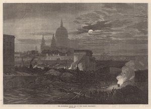 The Blackfriars Bridge end of the Thames Embankment by English School