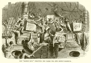 The Boston Boys Throwing the Taxed Tea into Boston Harbour