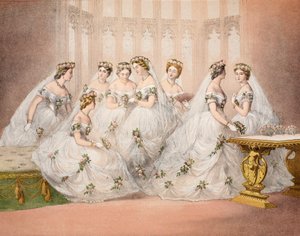 The Bridesmaids, 10th March, 1863, from A Memorial of the Marriage of Edward VII and Alexandra of Denmark by English School