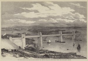 The Britannia Tubular Bridge Across the Menai Straits by English School