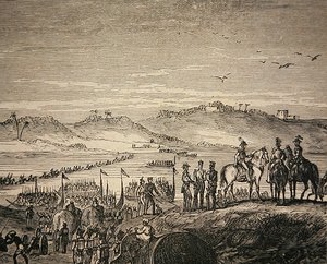 The British Army Crossing the Sutlej River by English School
