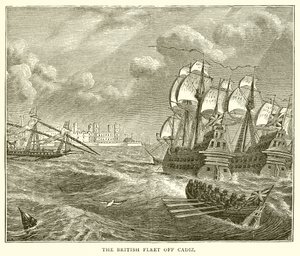 The British Fleet Off Cadiz by English School