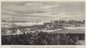 The British Occupation of Cyprus, Landing-Place and Piers at Larnaca, from the House of the Duke of Edinburgh by English School