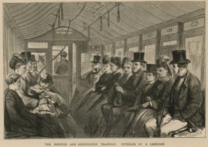 The Brixton and Kennington Tramway - Interior of a Carriage by English School