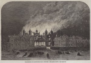 The Burning of Capesthorne Hall, Cheshire, the South Front by English School